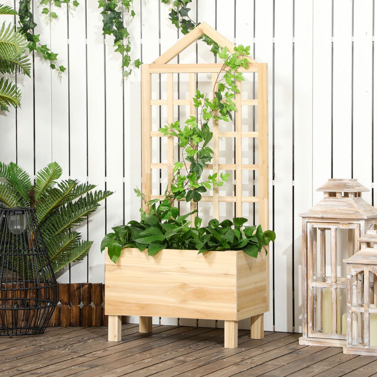Jardinera-Pekin-Outsunny-macetero---enrejado-natural-147x60x43-cm-