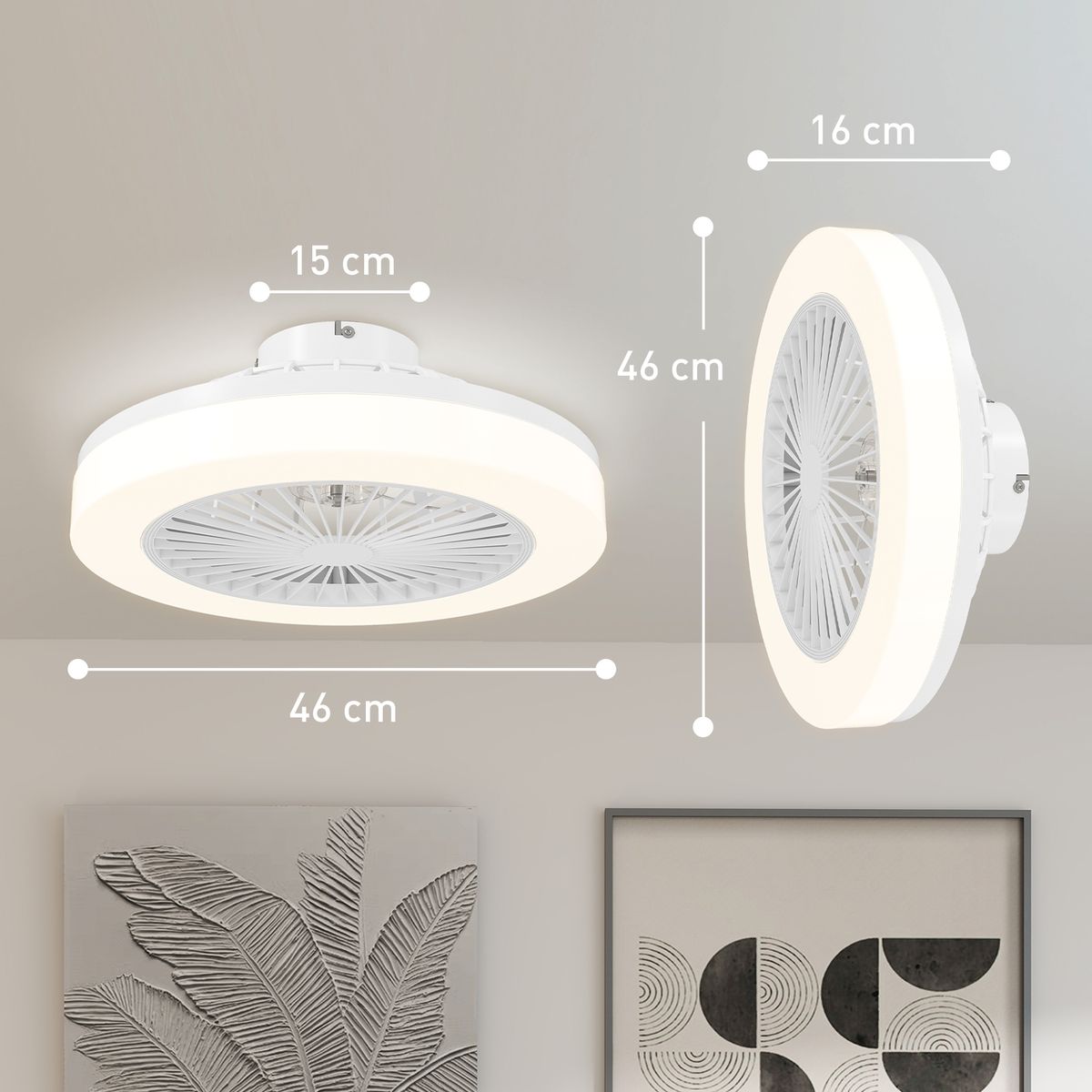 Ventilador-de-techo-Manhattan-Homcom-luz-LED---6-velocidades-blanco-Ø46-cm