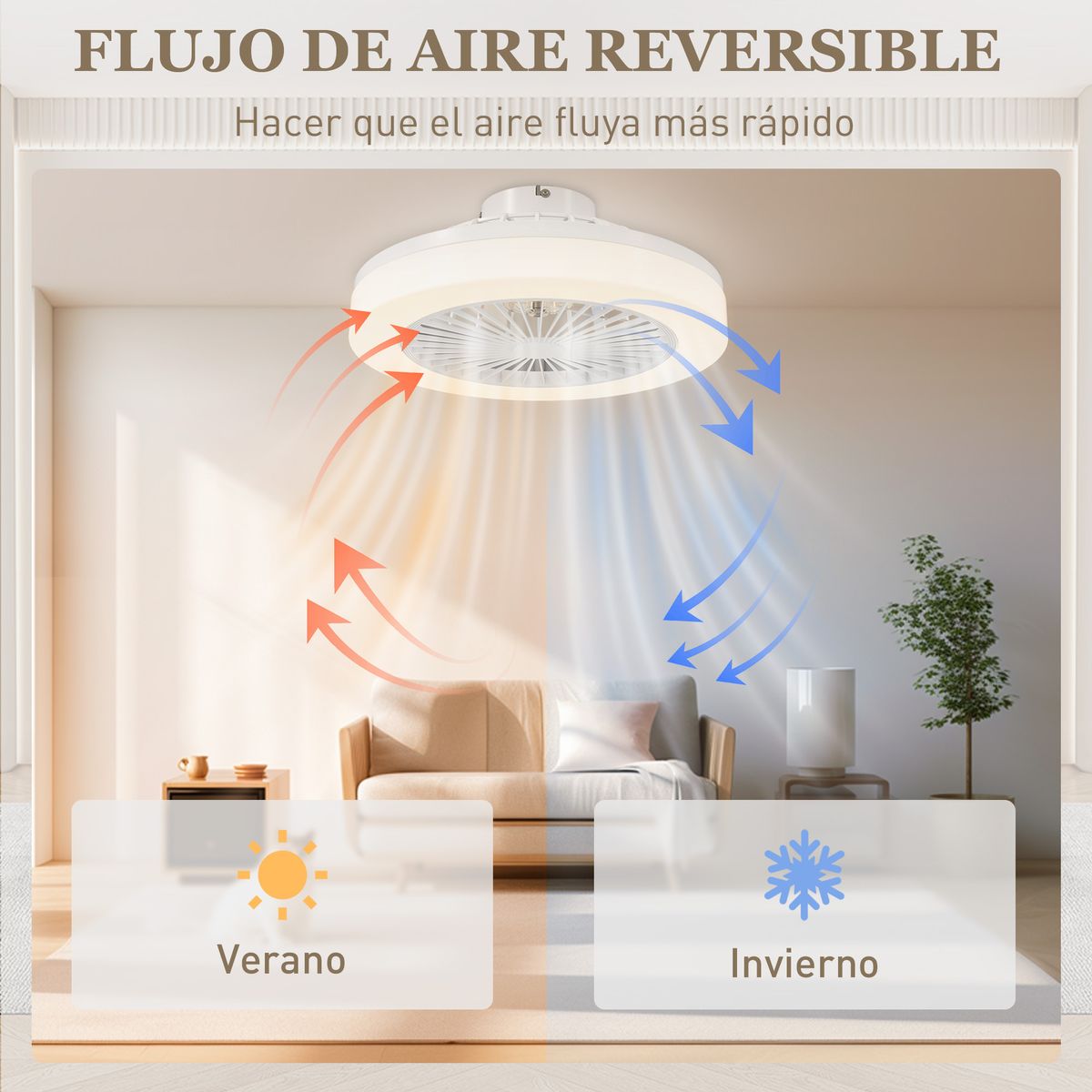 Ventilador-de-techo-Manhattan-Homcom-luz-LED---6-velocidades-blanco-Ø46-cm