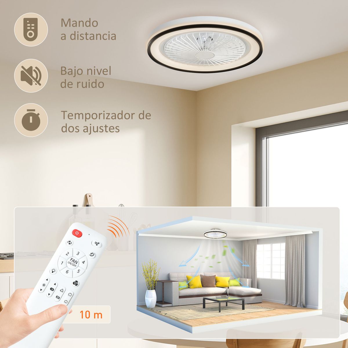 Ventilador-de-techo-Queens-Homcom-luz-LED-RGB---6-velocidades-blanco-negro-Ø48-cm-