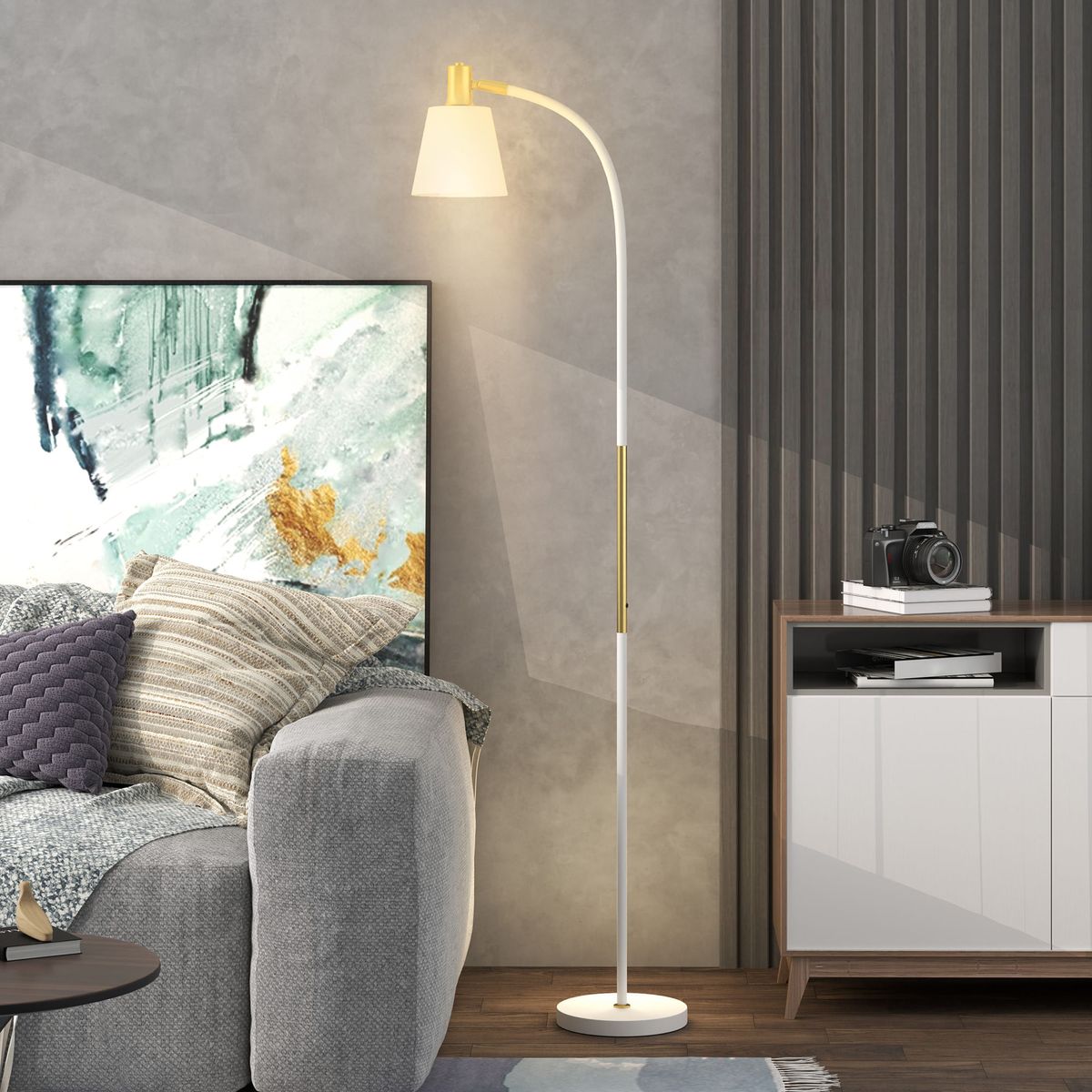 Lampara-de-pie-Bronx-Homcom-angulo---altura-ajustable-blanco-dorado-127-160x49x21-cm-