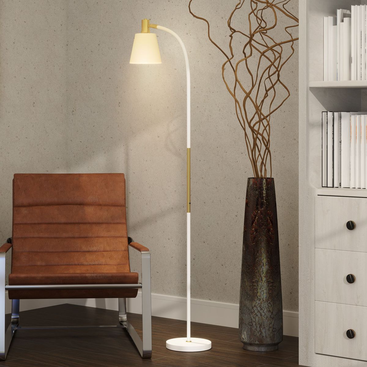 Lampara-de-pie-Bronx-Homcom-angulo---altura-ajustable-blanco-dorado-127-160x49x21-cm-