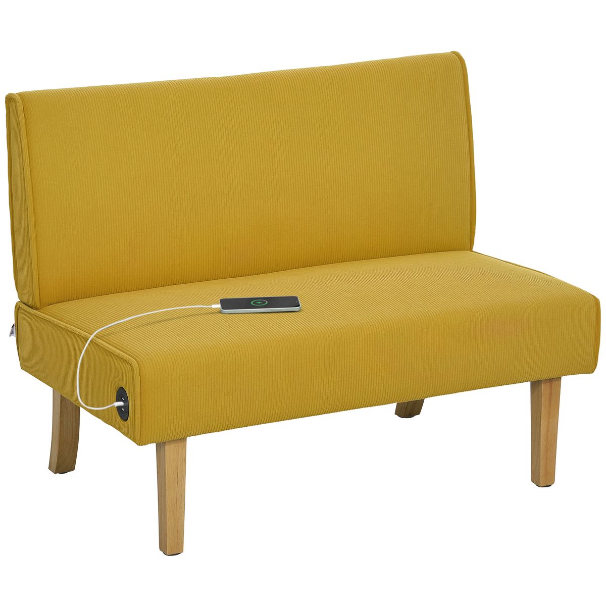Sofa-Iris-Homcom-2-plazas---2-puertos-USB-amarillo-85x110x60-cm-fondo-blanco