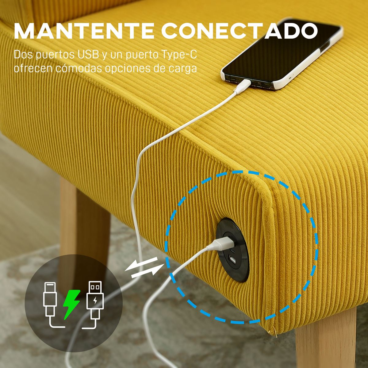 Sofa-Iris-Homcom-2-plazas---2-puertos-USB-amarillo-85x110x60-cm-cargador-usb