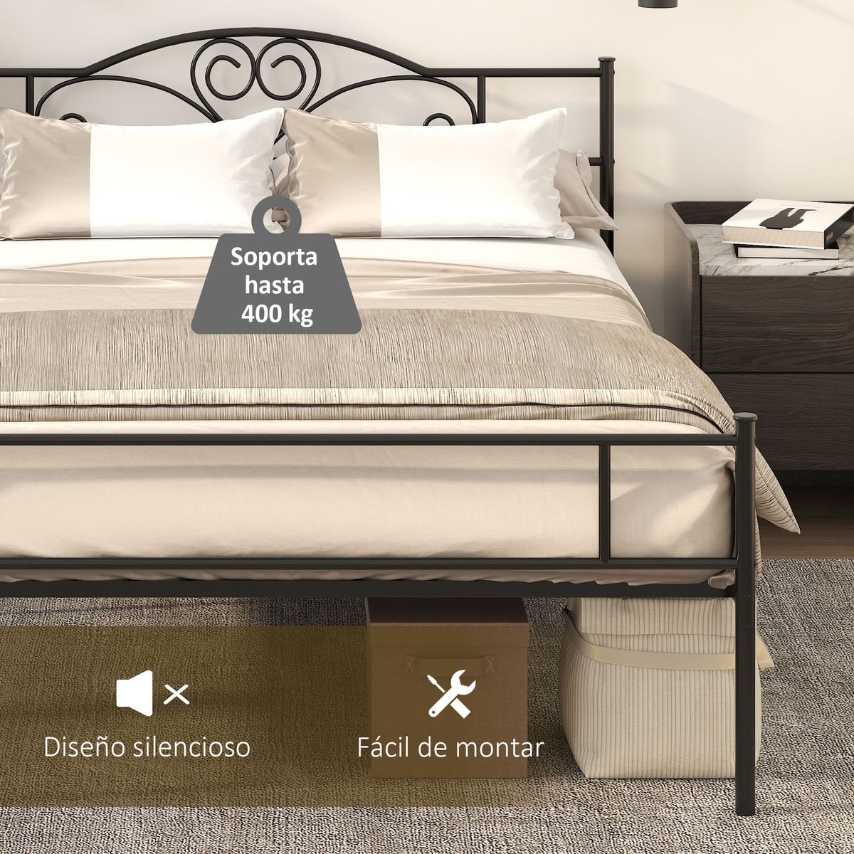 Estructura-de-cama-Celine-Homcom-negro-106x158x211-cm