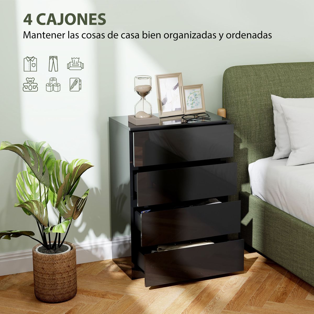 Comoda-Noche-Homcom-4-cajones-negro-80x55x34-cm-