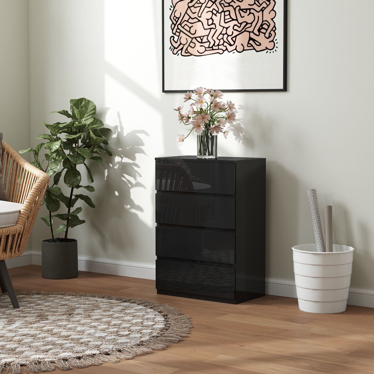 Comoda-Noche-Homcom-4-cajones-negro-80x55x34-cm-