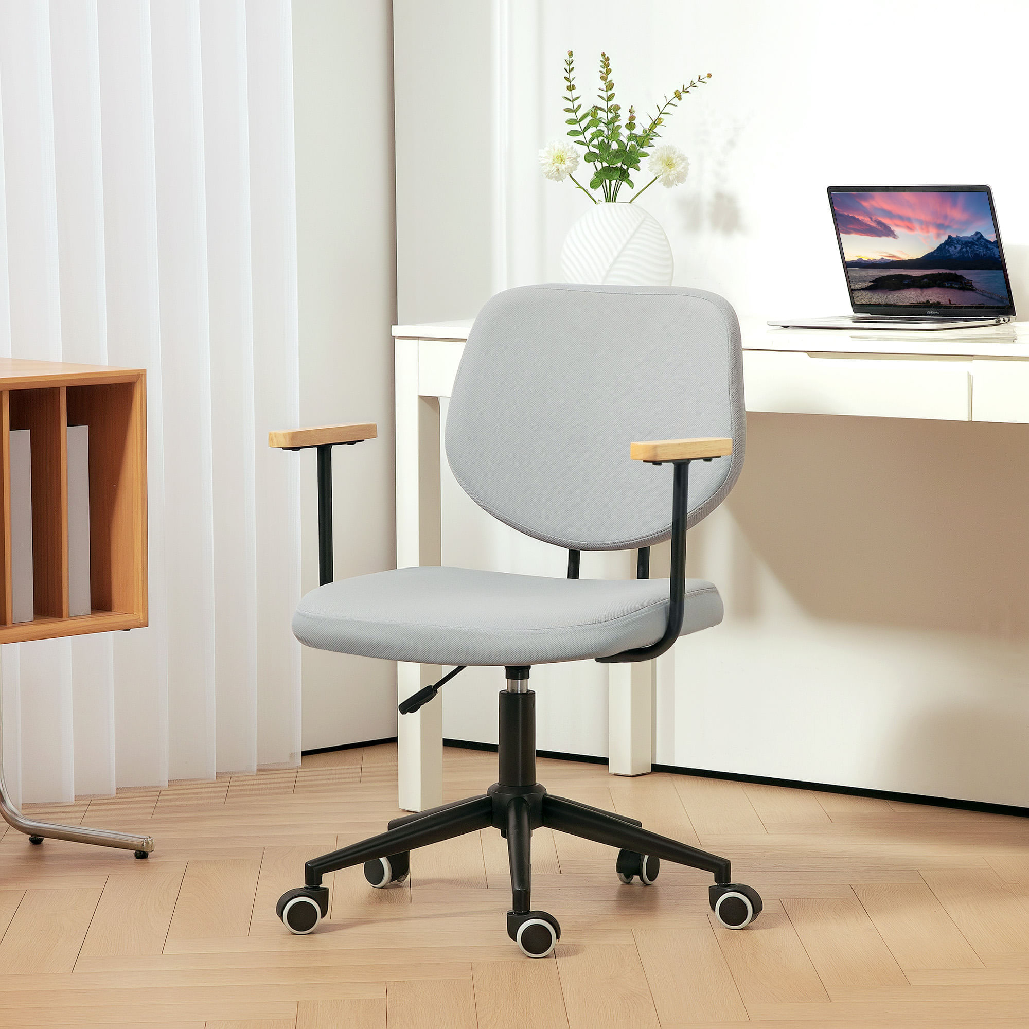Silla de escritorio Office Homcom altura ajustable gris 84-94x59x55 cm