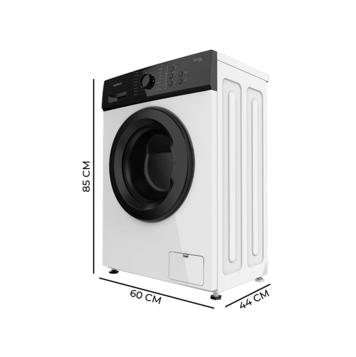 Lavadora-carga-frontal-Cecotec-Bolero-DressCode-620-6kg-1000-rpm-16-programas-blanco-negro-60-cm-medidas
