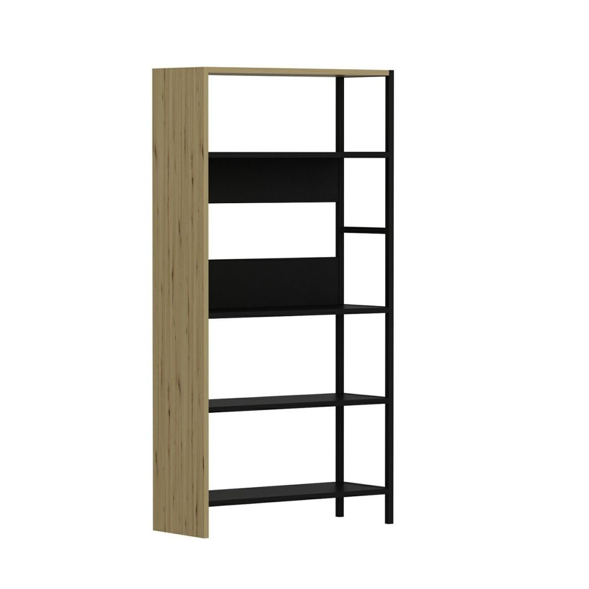 Estanteria-Tiran-Bookcase-4-estantes-roble-negro-150x76x30-cm-
