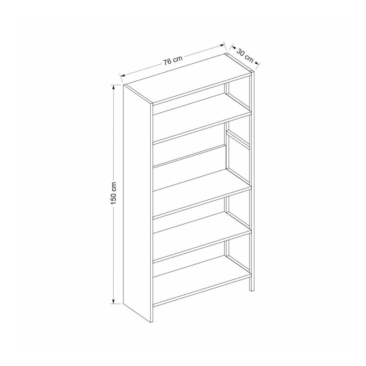 Estanteria-Tiran-Bookcase-4-estantes-roble-negro-150x76x30-cm-