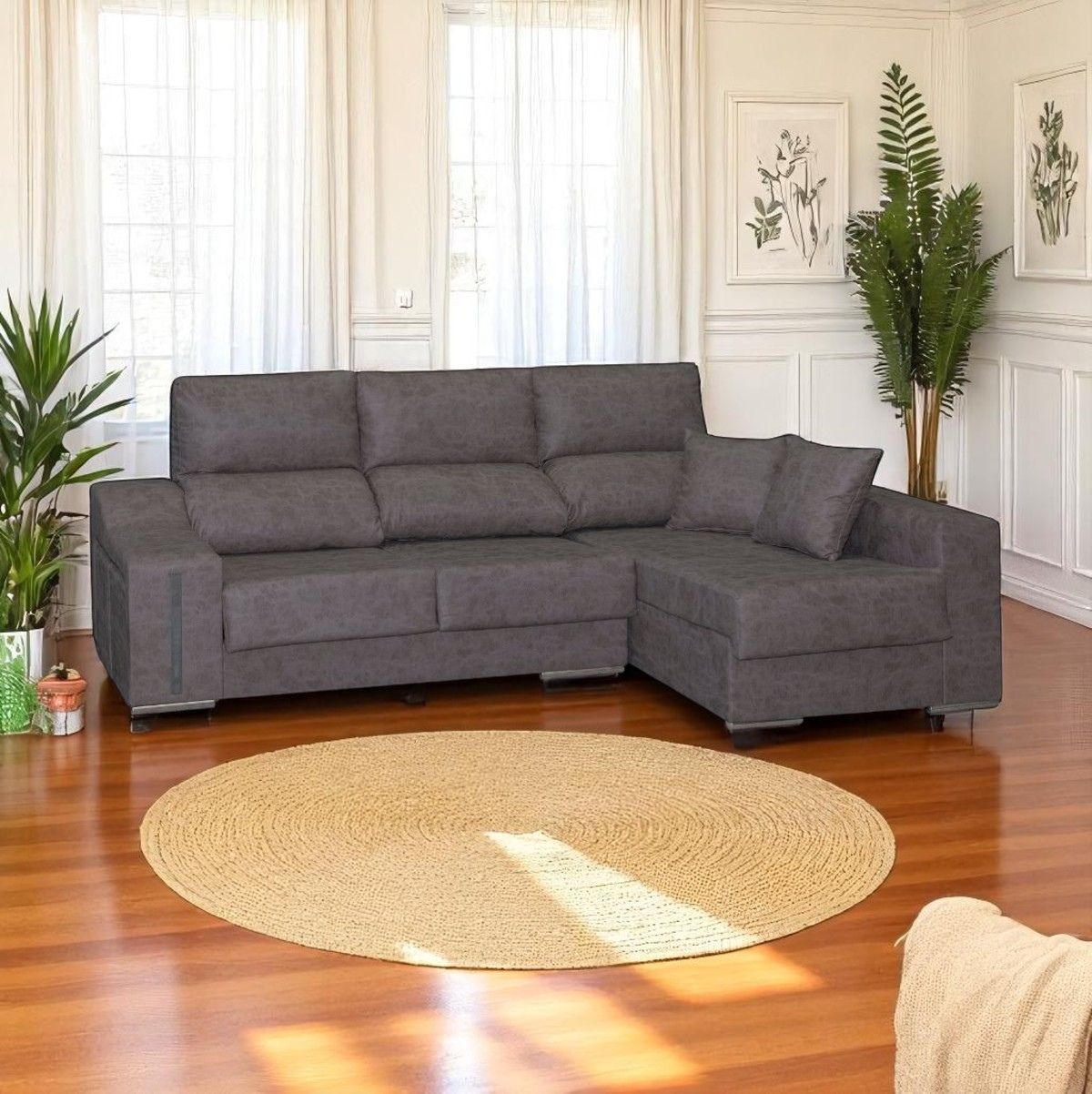 Sofa-chaiselongue-derecha-Rio-asientos-deslizantes---arcon---taburetes-gris-110x257x138-cm