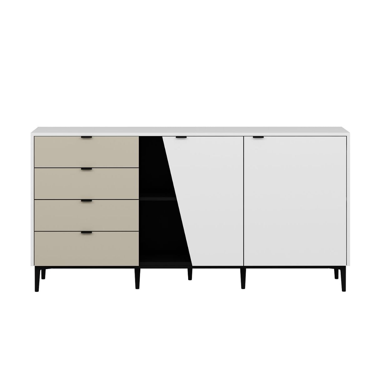 Aparador-Yelena-4-cajones---2-puertas-blanco-beige-90x180x45-cm-