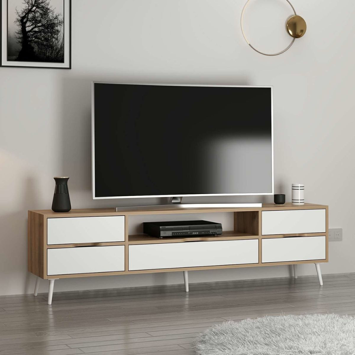 Aparador-Yelena-4-cajones---2-puertas-blanco-beige-90x180x45-cm-