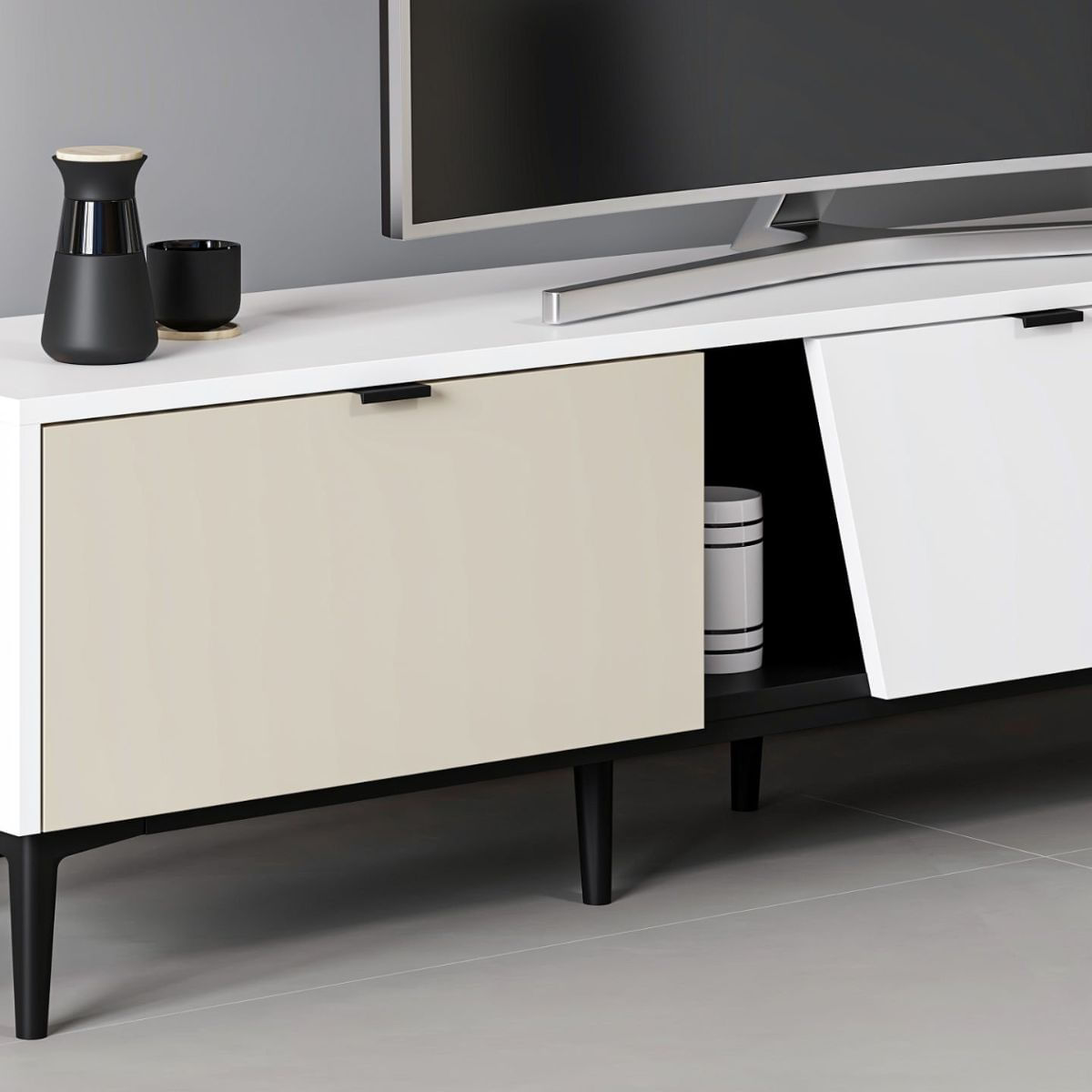 Aparador-Yelena-4-cajones---2-puertas-blanco-beige-90x180x45-cm-