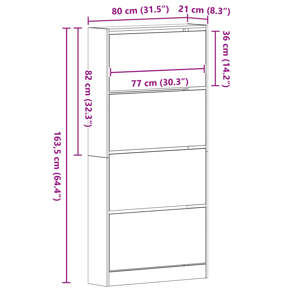 Zapatero-Romo-4-puertas-abatibles-natural-1635x80x21-cm-medidas