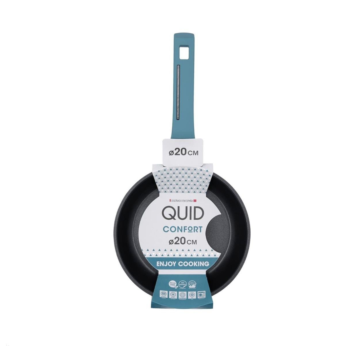 Sarten-Confort-Quid-aluminio-fundido-negro-azul-Ø20-cm-packaging