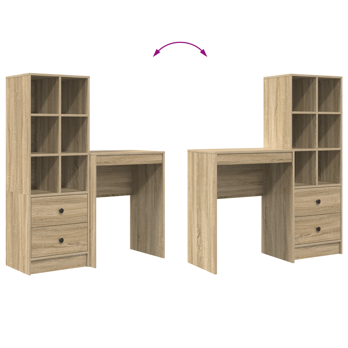 Escritorio-Hedwig-con-estanteria-6-comportamientos---2-cajones-natural-reversible