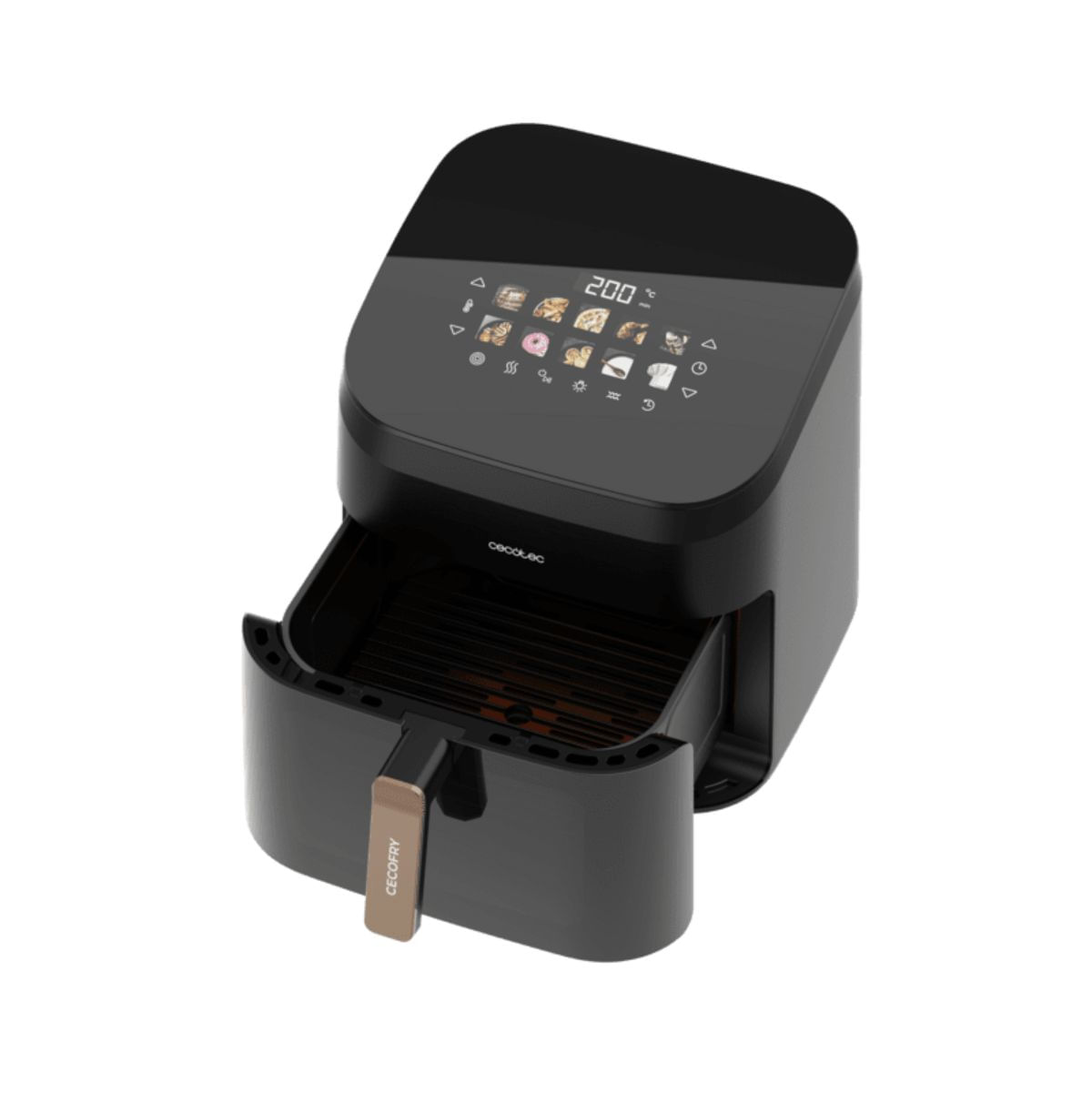 Freidora-de-aire-Cecotec-Cecofry-Grill-Smokin-8500-2200W-85L-doble-grill-negro-fondo-blanco