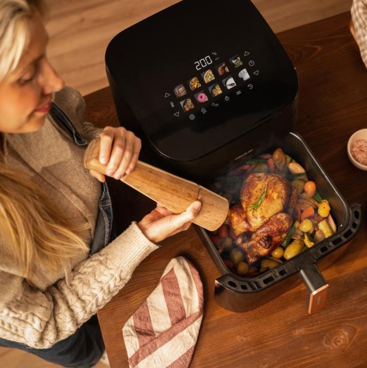 Freidora-de-aire-Cecotec-Cecofry-Grill-Smokin-8500-2200W-85L-doble-grill-negro