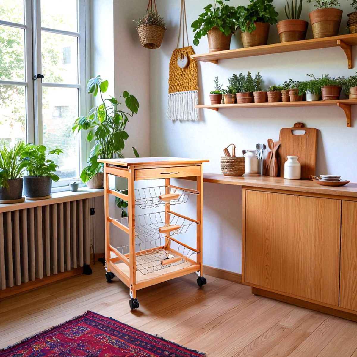 Carrito-auxiliar-Garbo-Quid-3-cestas---cajon-natural-blanco-76x47x37-cm