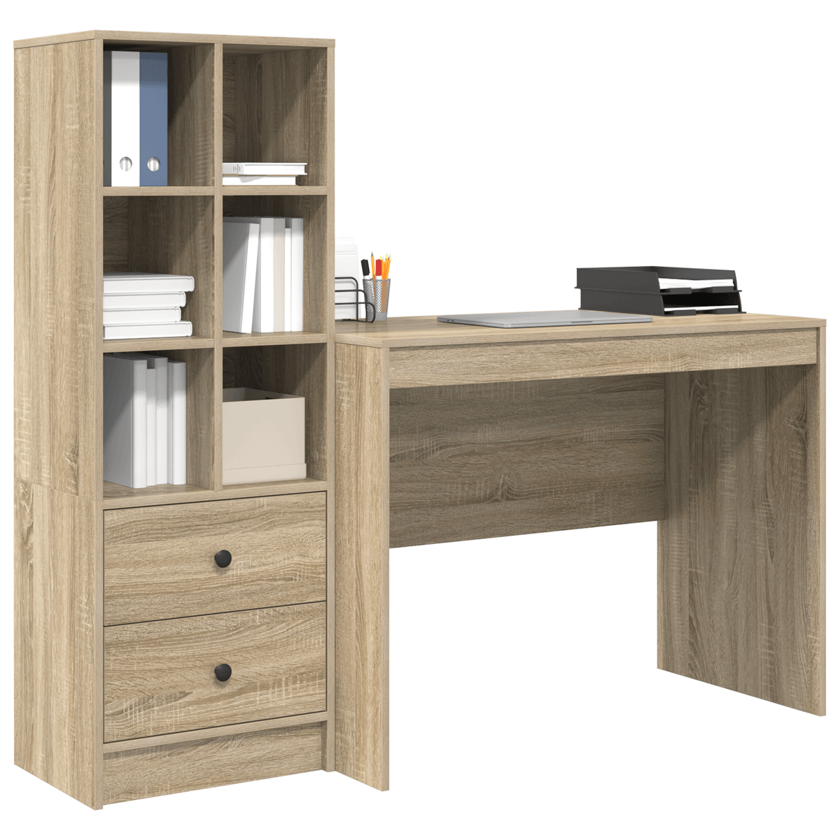 Escritorio-Monstera-6-compartimentos-abiertos---2-cajones-madera-100x50-cm