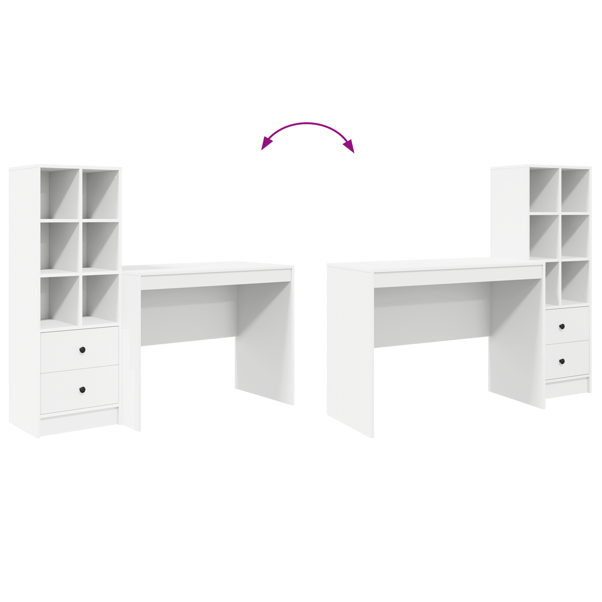 Escritorio-Monstera-6-compartimentos-abiertos---2-cajones-blanco-100x50-cm