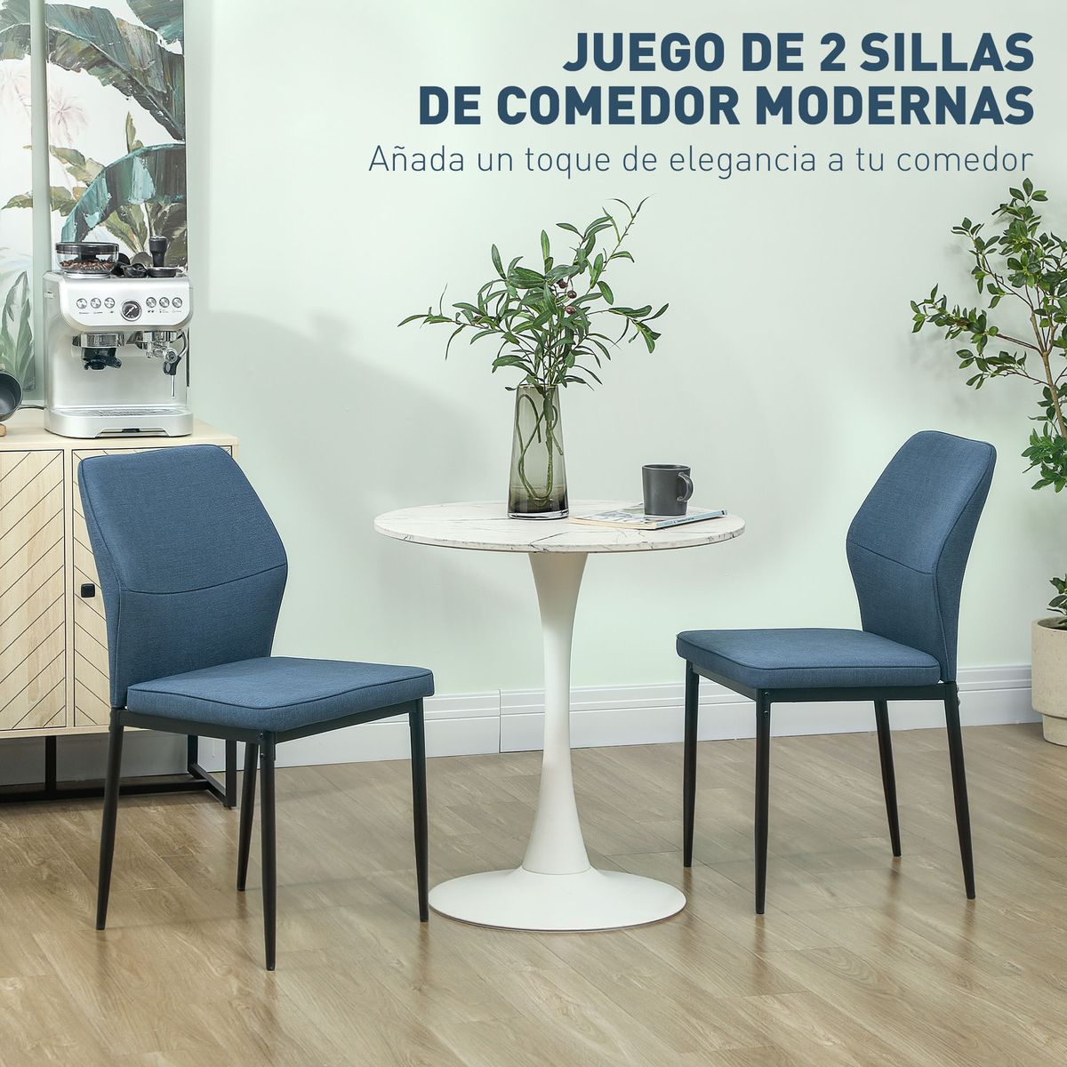 Pack-de-2-sillas-Andrea-Homcom-acolchado-azul-