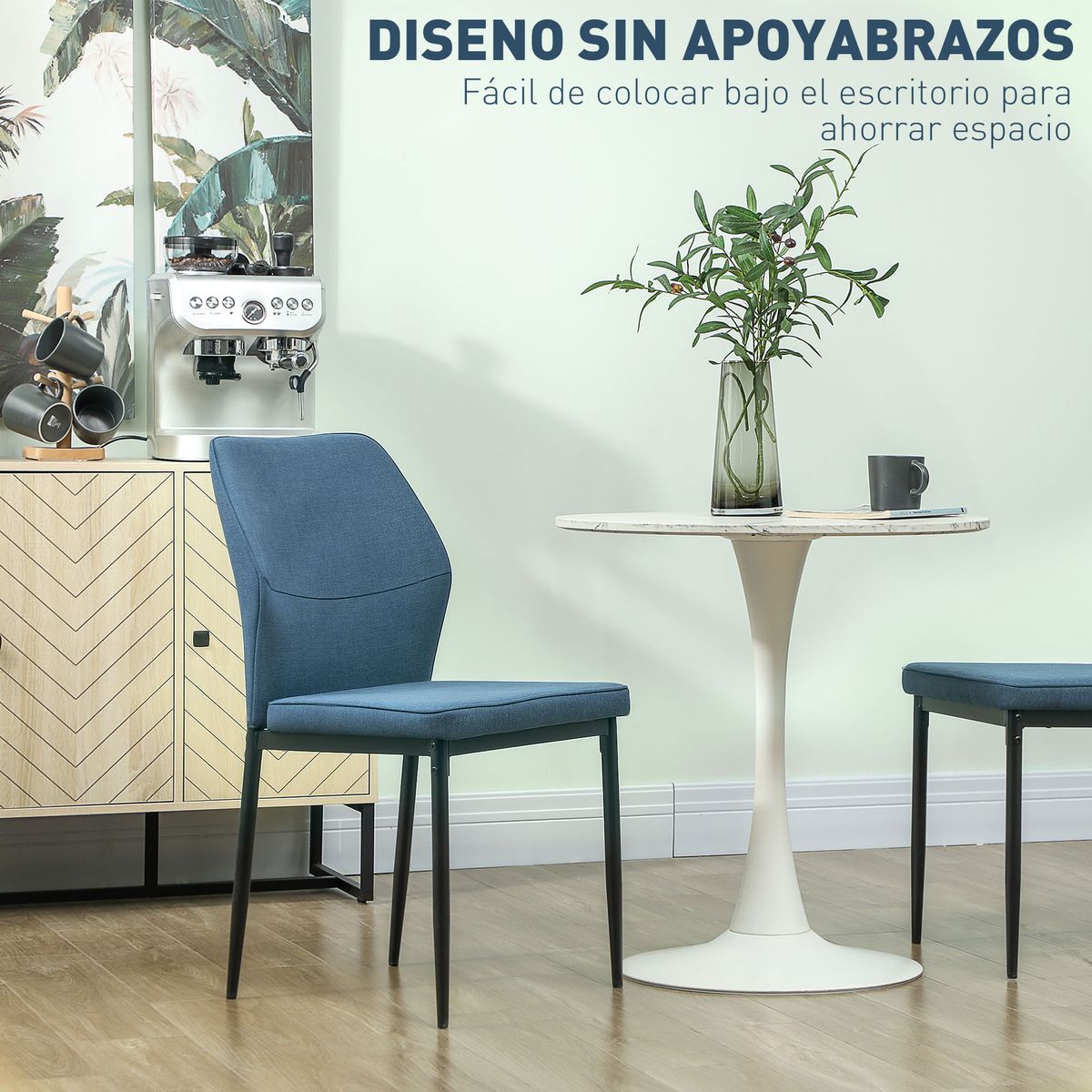 Pack-de-2-sillas-Andrea-Homcom-acolchado-azul-