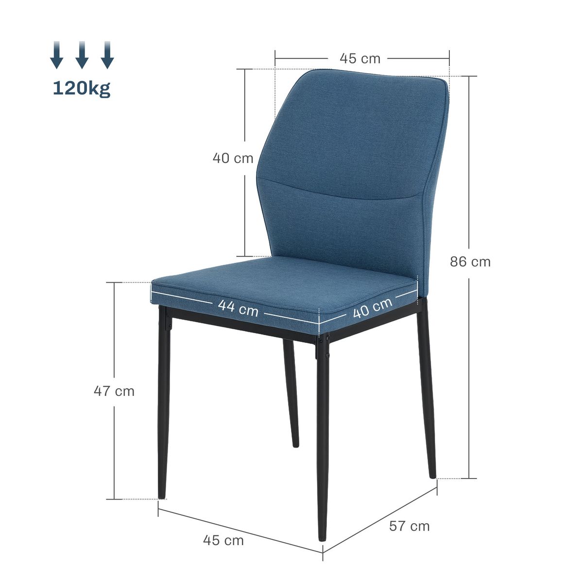 Pack-de-2-sillas-Andrea-Homcom-acolchado-azul-