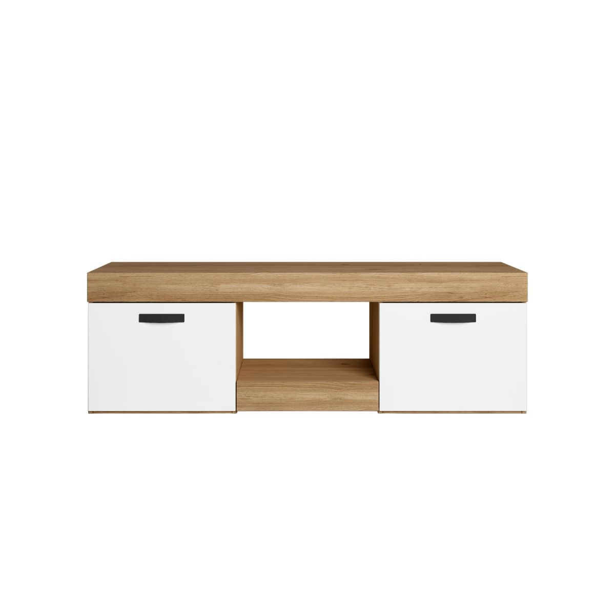 Mueble-de-TV-Argos-2-puertas---compartimento-blanco-natural-49x150x396-cm-frontal