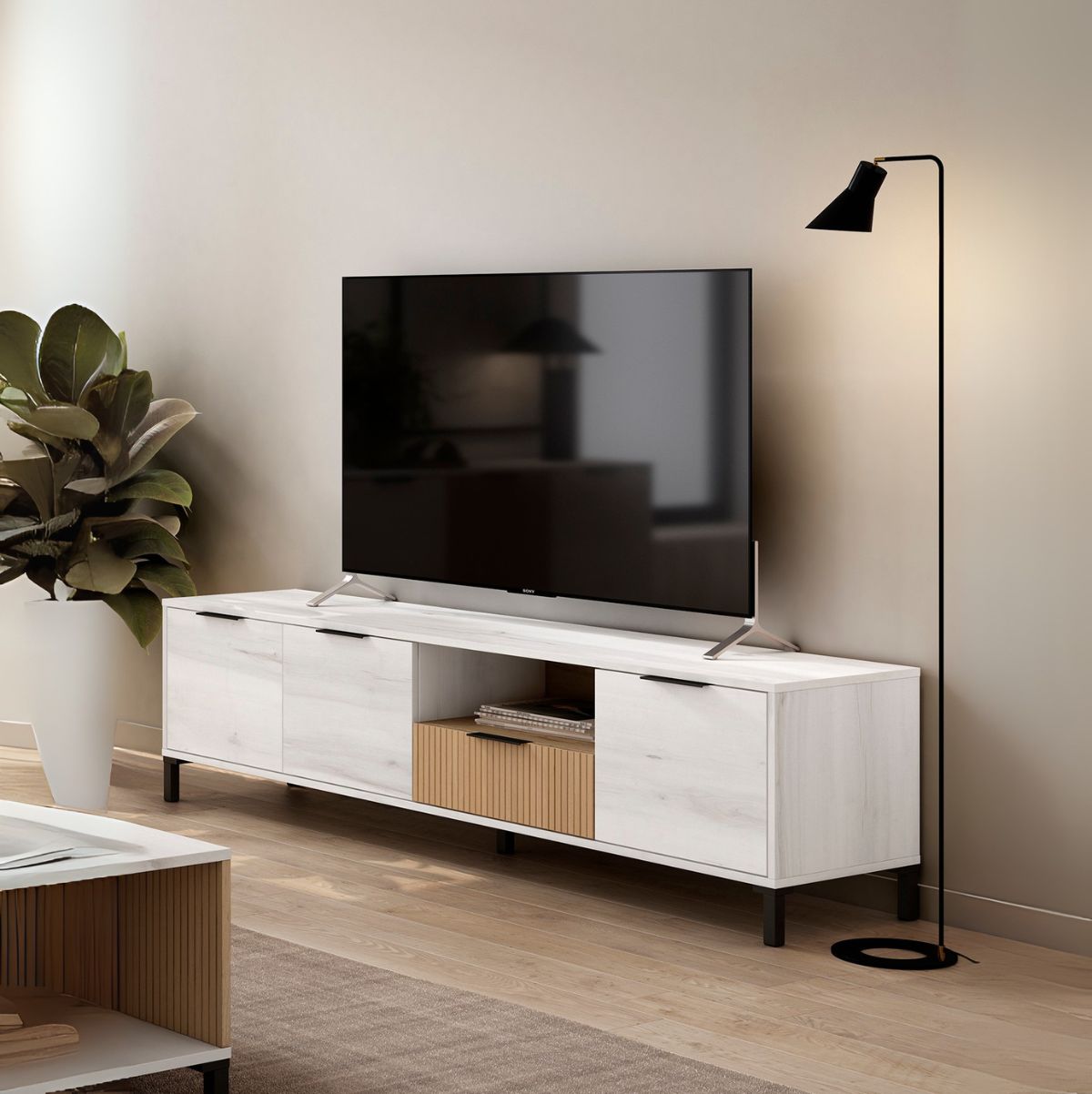 Mueble-de-TV-Tokio-3-puertas---cajon-rayado-natural-467x178x40-cm