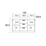 Aparador-Argos-2-3-cajones---2-puertas-blanco-mate-natural-905x140x396-cm-medidas