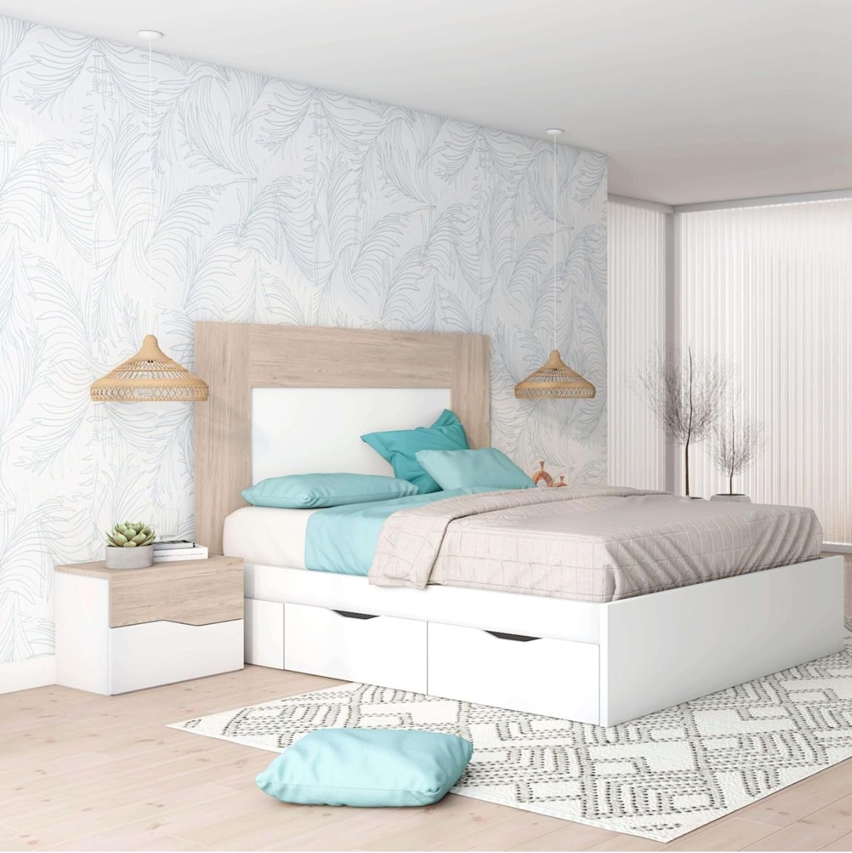 Cabecero-Luce-diseño-mural-blanco-sahara-90x1626x32-cm-ambientada-dos