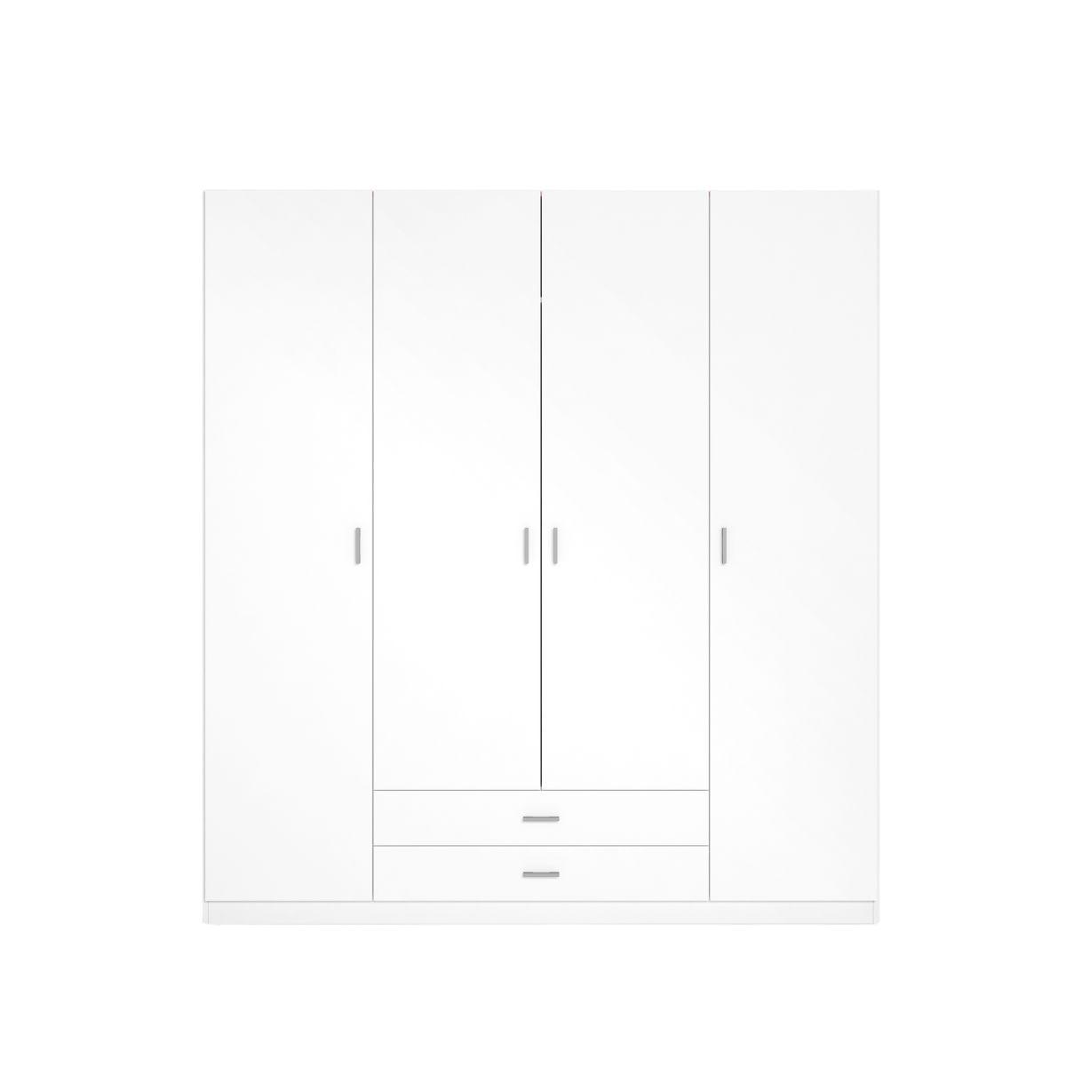 Armario-Roma-4-puertas-2-cajones-blanco-mate-2155x198x51-cm-frontal