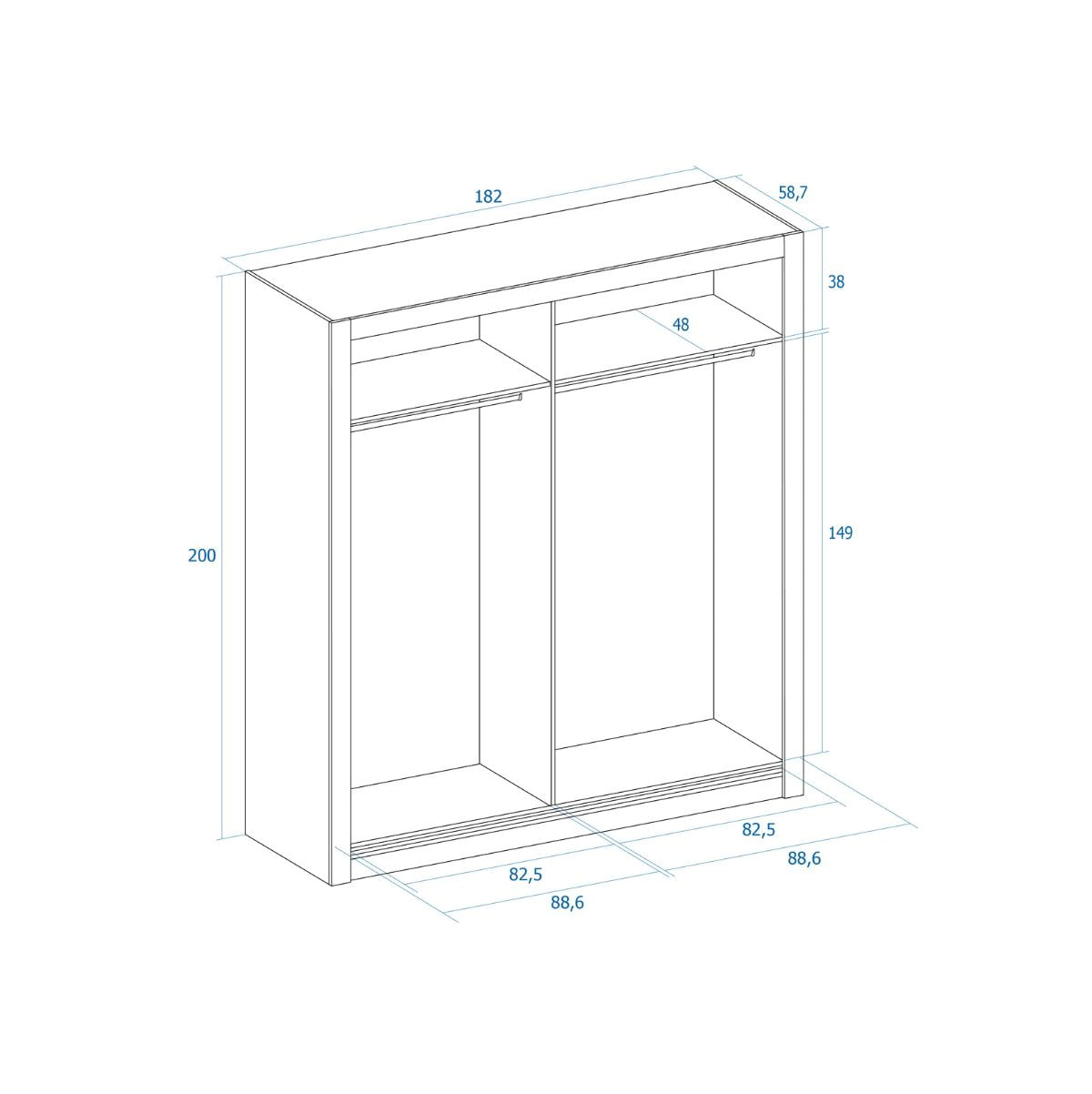 Armario-Sava-2-puertas-correderas---espejo-blanco-mate-201x182x587-cm-medidas