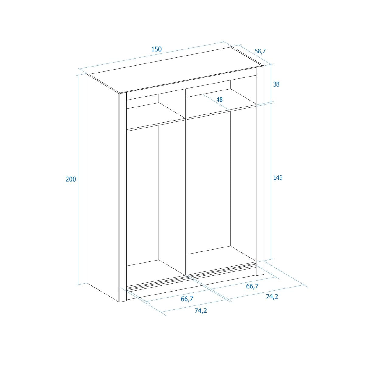 Armario-Sava-2-puertas-correderas-blanco-mate-201x1505x587-cm-medidas