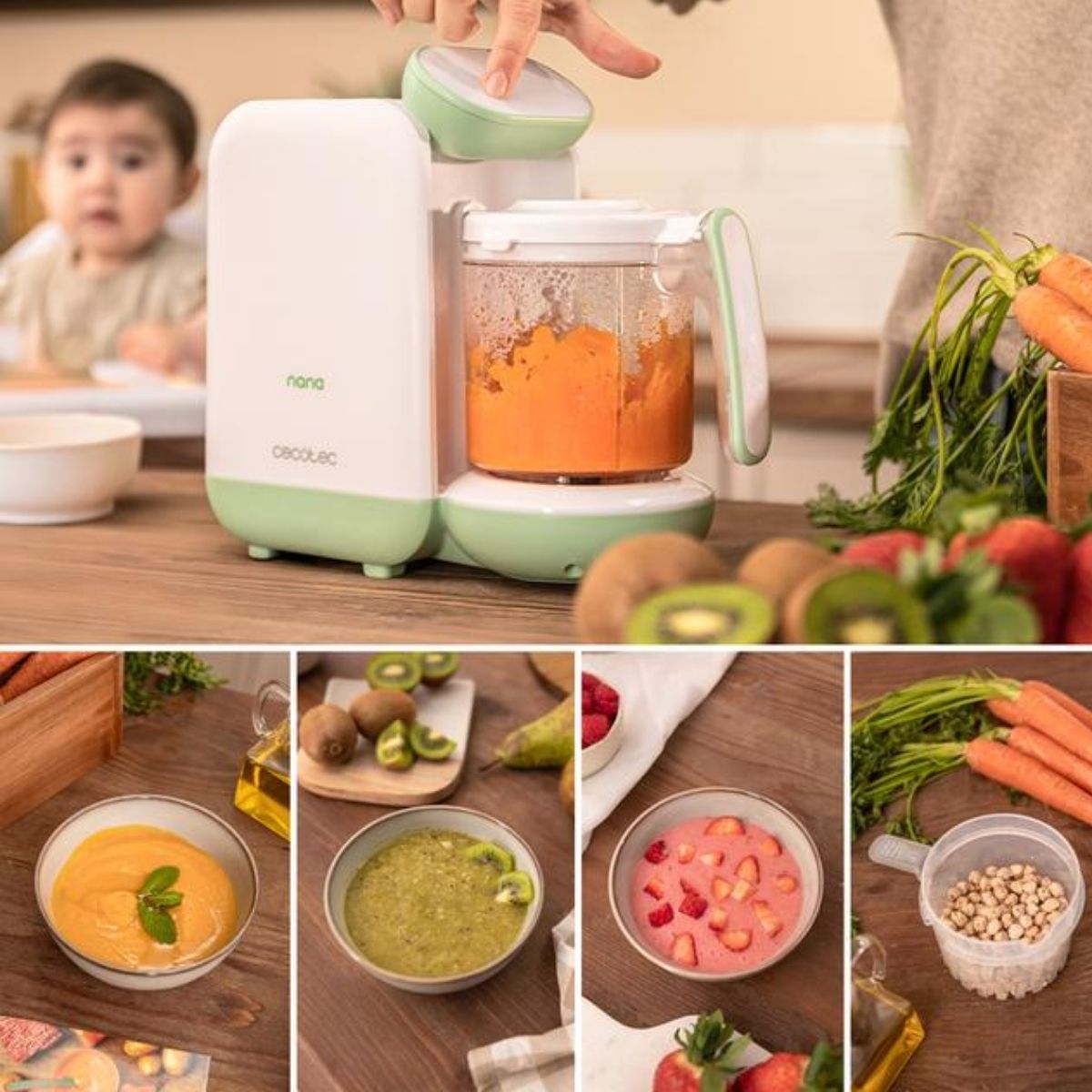 Robot-de-cocina-infantil-Cecotec-Nana-BabyCare-FoodProcessor-4-en-1-blanco