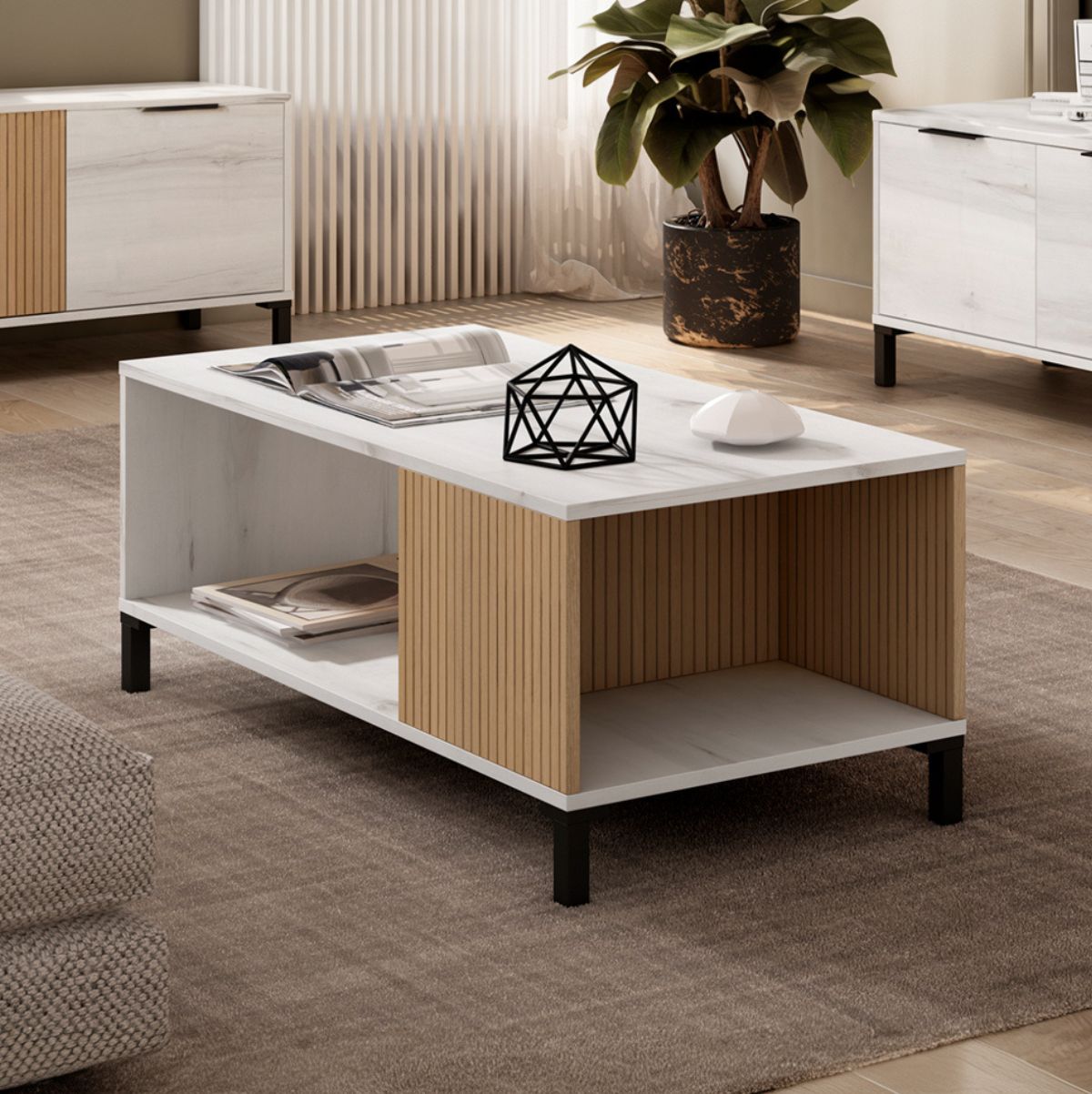 Mesa-de-centro-Tokio-2-compartimentos-albo-rayado-406x100x50-cm-ambientada