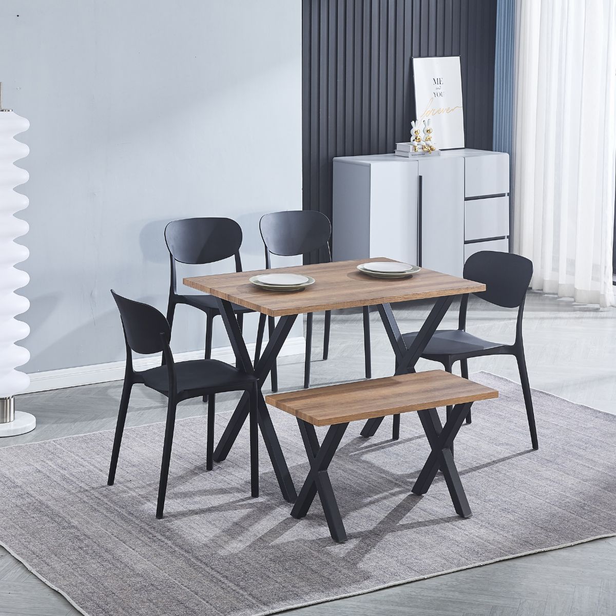 Mesa-de-cocina-Videl-diseño-fijo-marron-negro-76x100x70-cm-