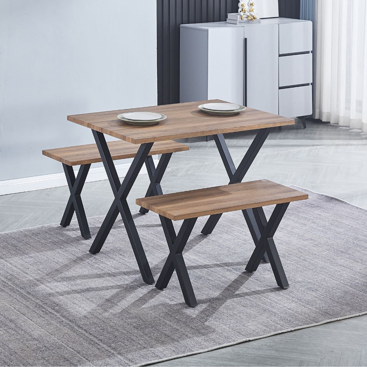 Mesa-de-cocina-Videl-diseño-fijo-marron-negro-76x100x70-cm-