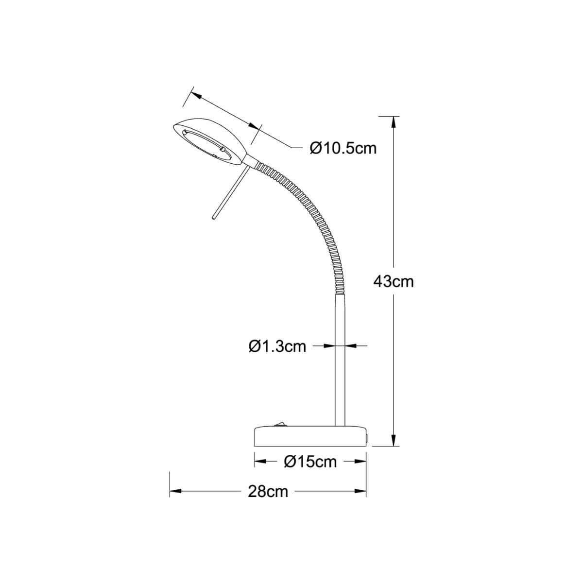 Flexo-STU-Lumit-40W-cuerpo-articulado-niquel-Ø28x43-cm-medidas