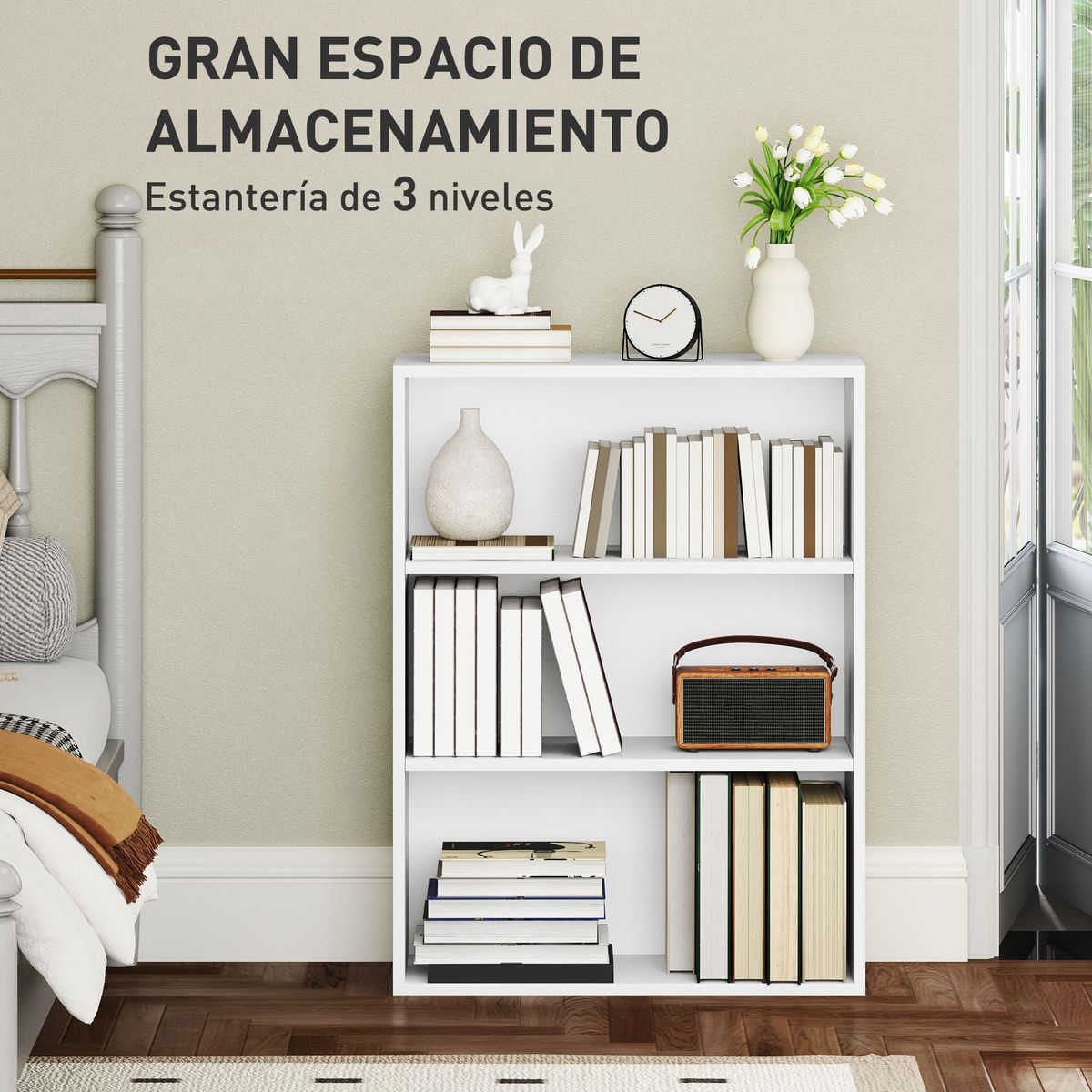 Estanteria-Waddles-Homcom-3-niveles-blanco-80x60x24-cm
