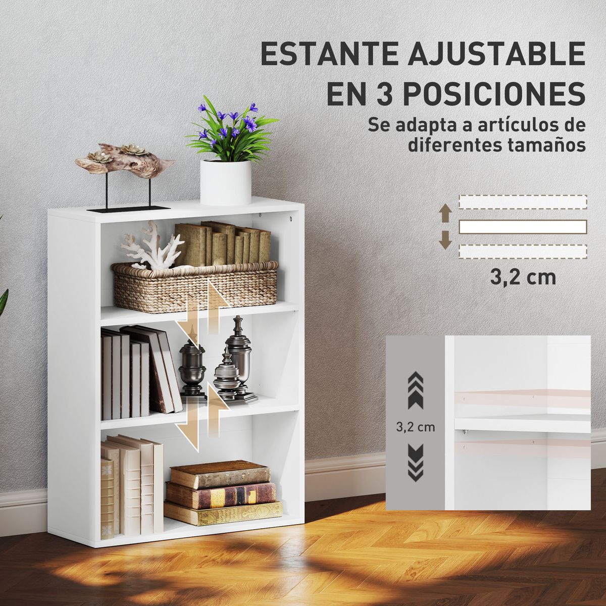 Estanteria-Waddles-Homcom-3-niveles-blanco-80x60x24-cm