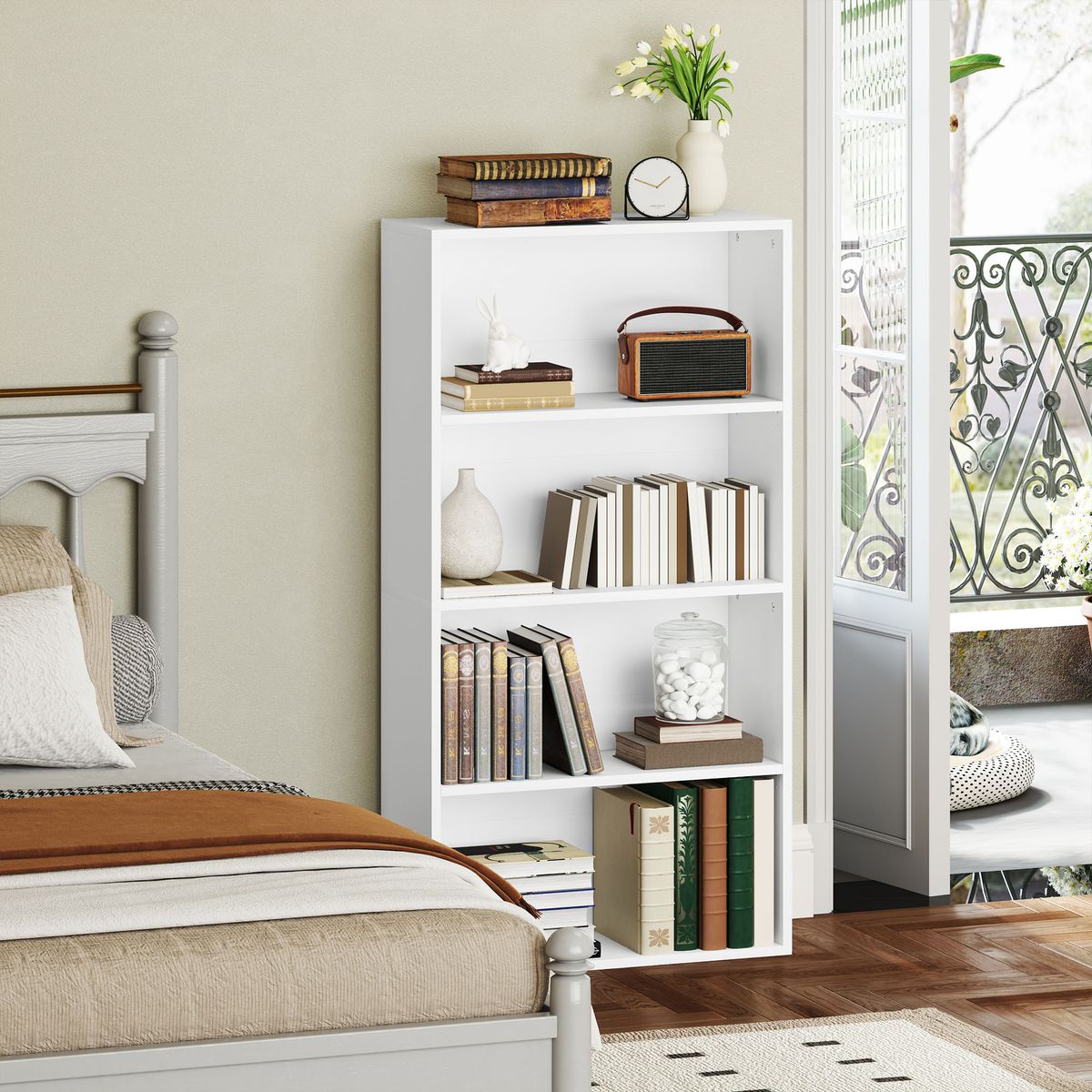 Estanteria-Abraxans-Homcom-4-niveles-blanco-80x60x24-cm-ambientada-lateral