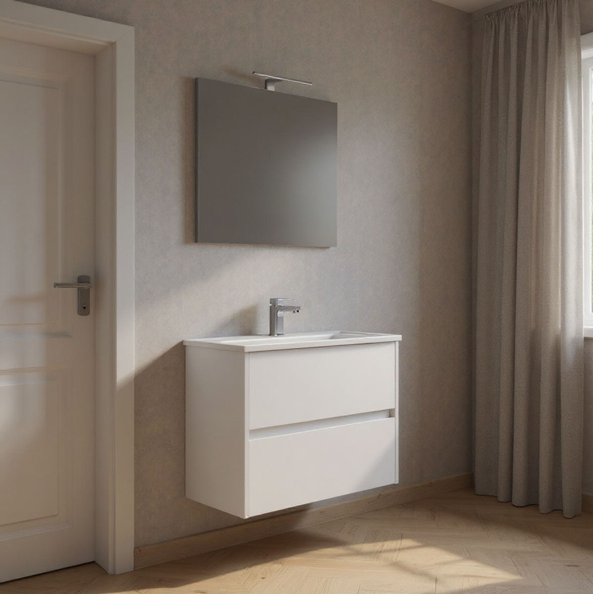 Mueble-de-baño-Lhotse-con-lavabo-y-espejo-blanco-80-cm-ambientada