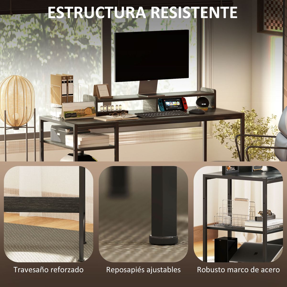 Escritorio-Kangche-Homcom-con-soportes-gris-855x120x48-cm