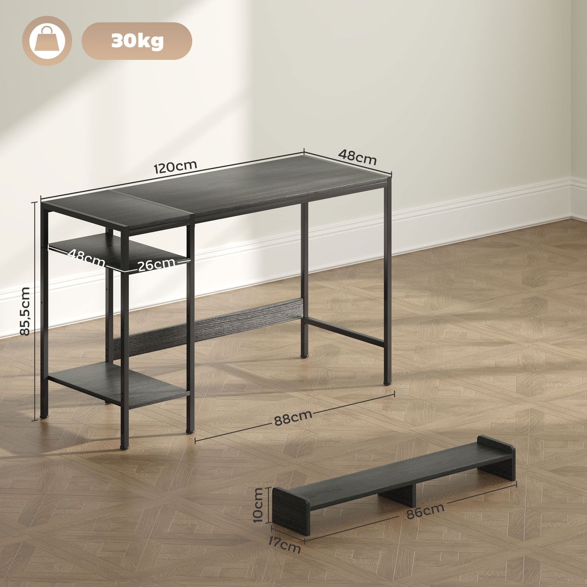Escritorio-Kangche-Homcom-con-soportes-gris-855x120x48-cm-medidas