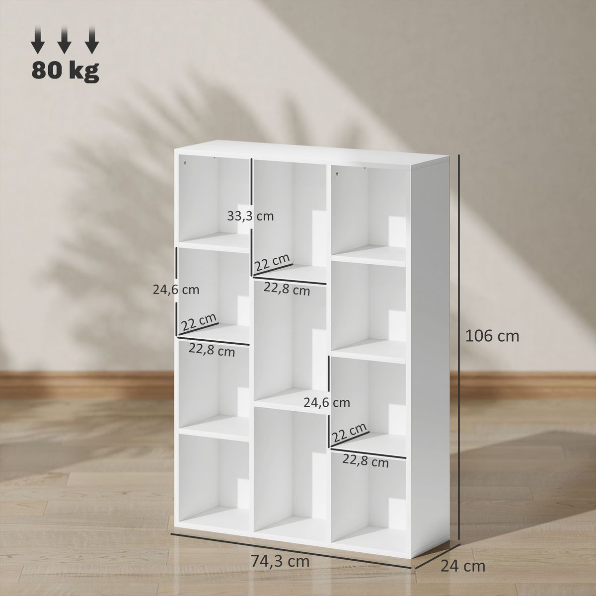 Estanteria-Godwin-Homcom-11-compartimentos-blanco-106x743x24-cm-medidas