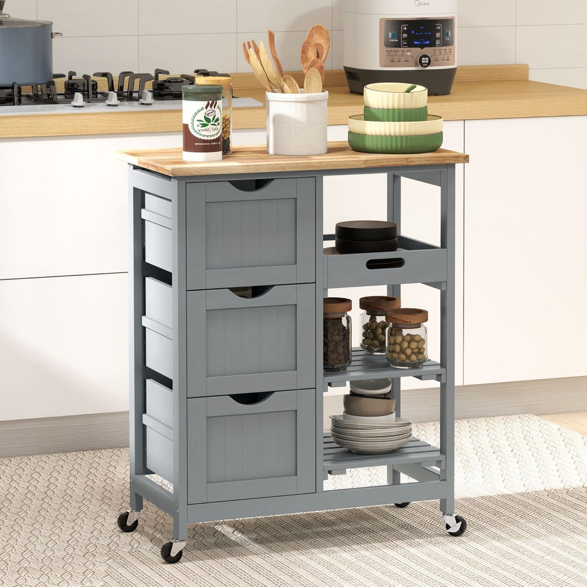 Carrito-auxiliar-Austen-Homocm-3-cajones-con-2-estantes-y-bandeja-extraible-gris-855x67x37-cm-ambientada